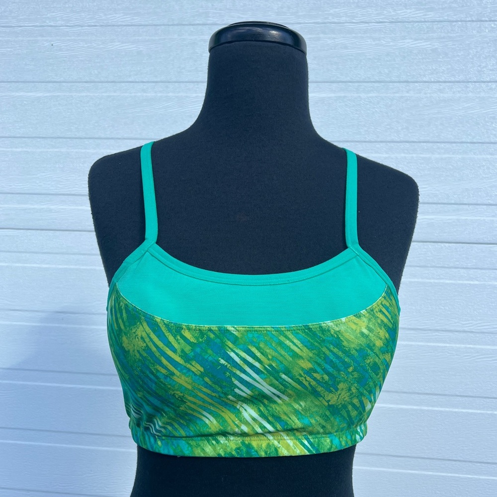 Brooks Moving Comfort Alexis Printed Sports Bra in Green, M